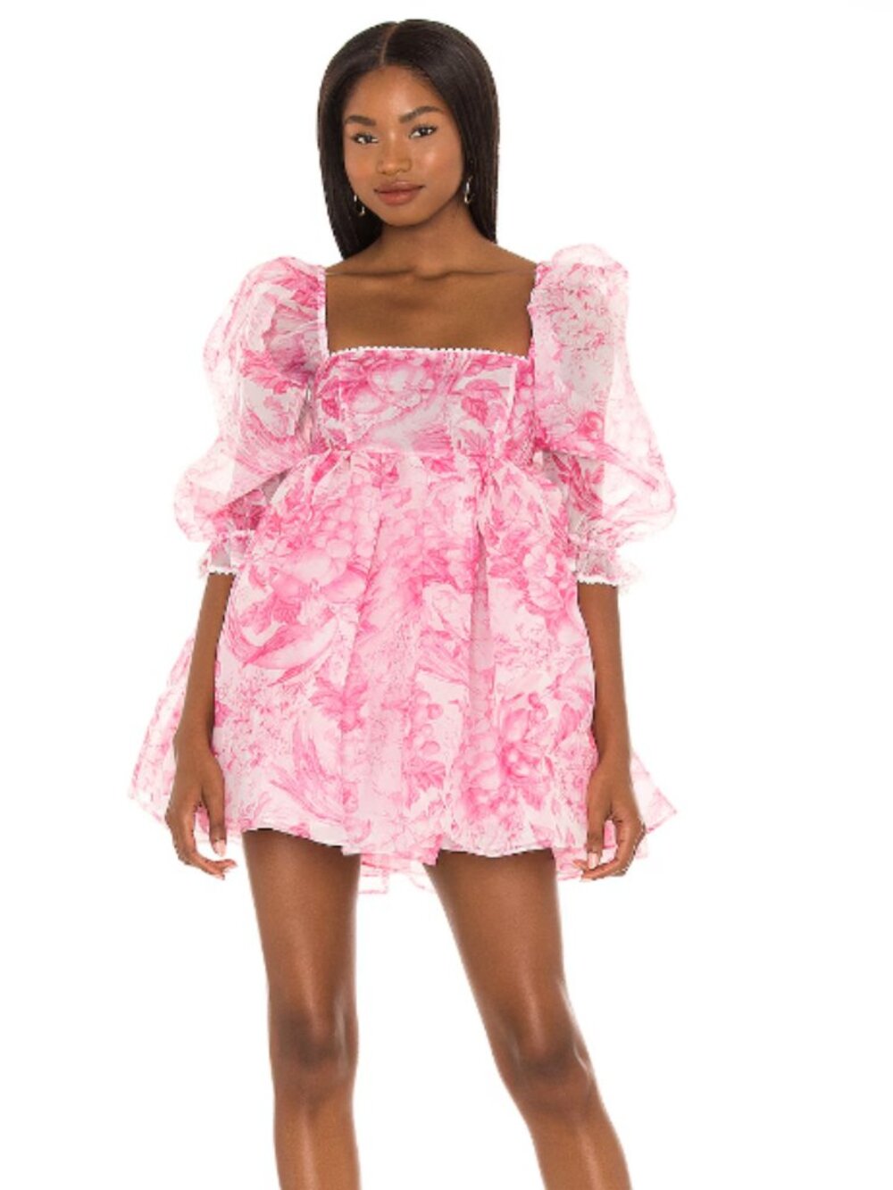 Selkie Lace Puff Dress in Babydoll Toile size L